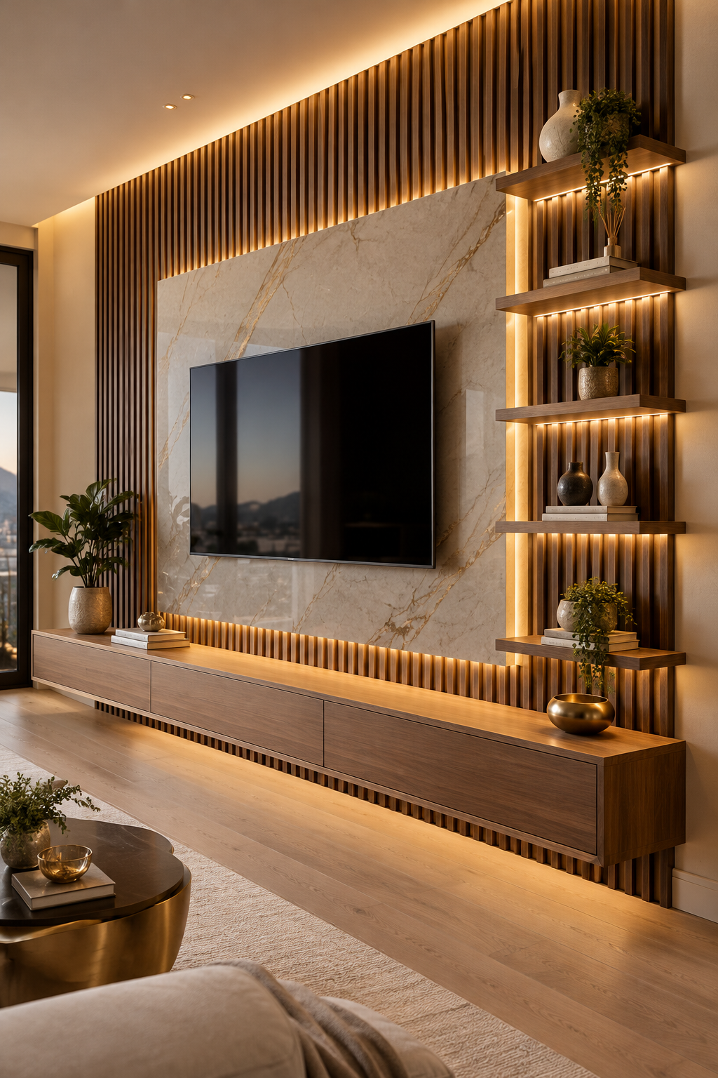 Modern wall panel and media feature installation