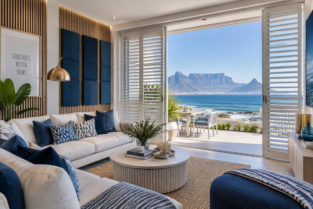 Coastal living room with natural textures and a calm neutral palette